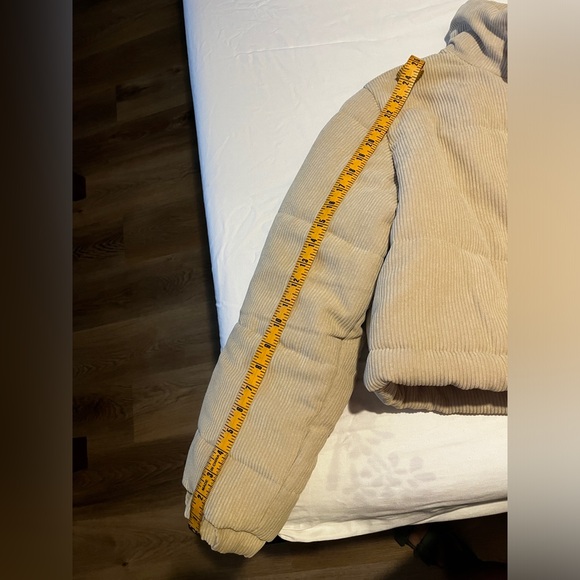 Cream Corduroy Puffer Jacket Drop Shoulder - Picture 13 of 15